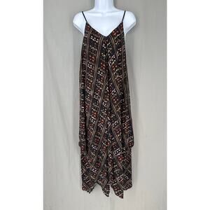 HD Paris Anthropologie Dress Small Black Midi Silk Slip Western Tribal Bohemian